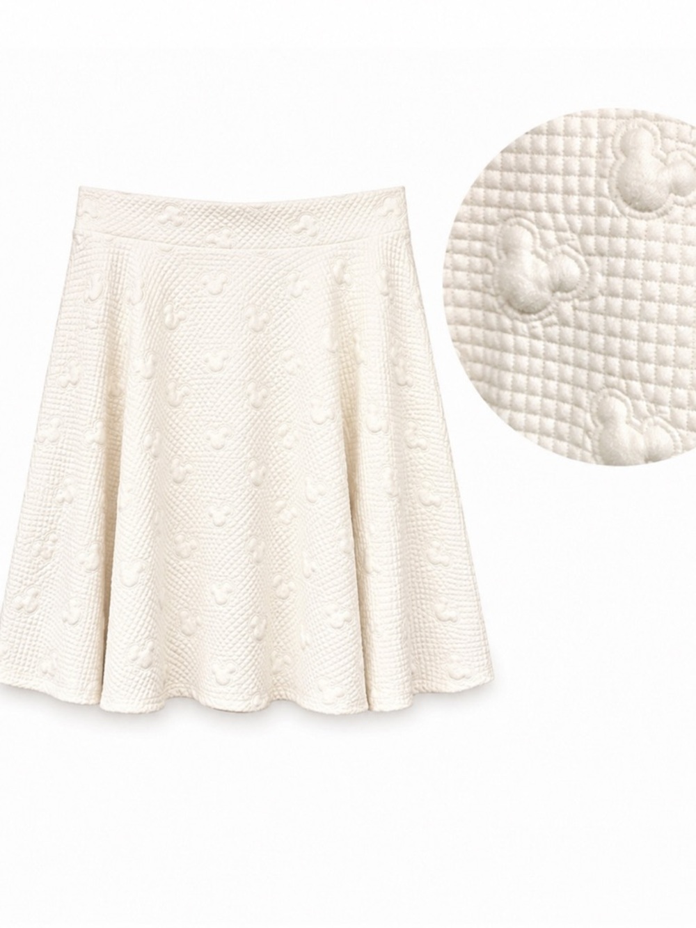 Disney x Lauren Conrad Collab Cream Skater Skirt Textured Mickey (234)